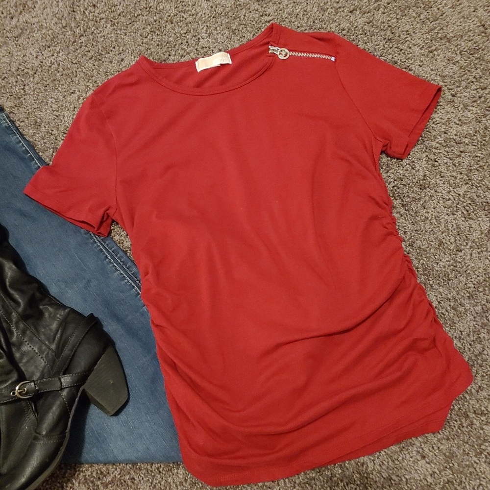 Michael Kors Red Short Sleeve Shirt